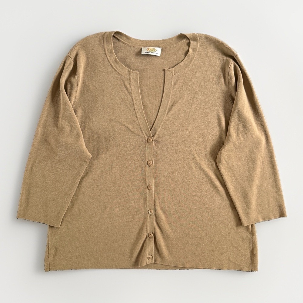 Talbots Slinky Knit Button Cardigan Sweater Size XL Petite Old Money Minimalist
